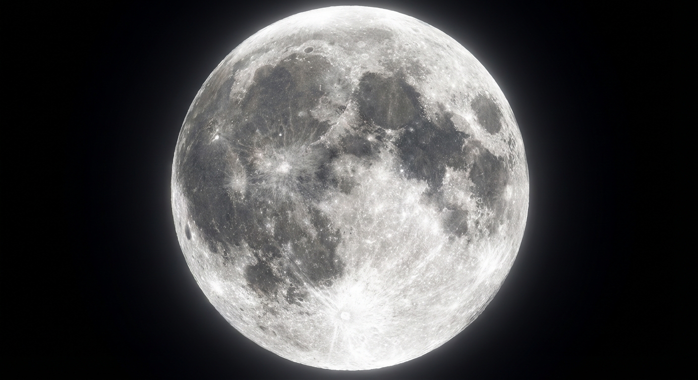 The Moon glowing in the darkness of space